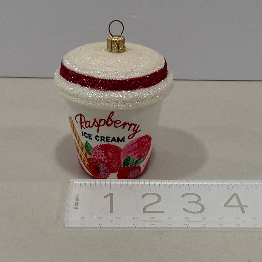 Glittery Raspberry Ice Cream Ornament - Picture 5 of 6